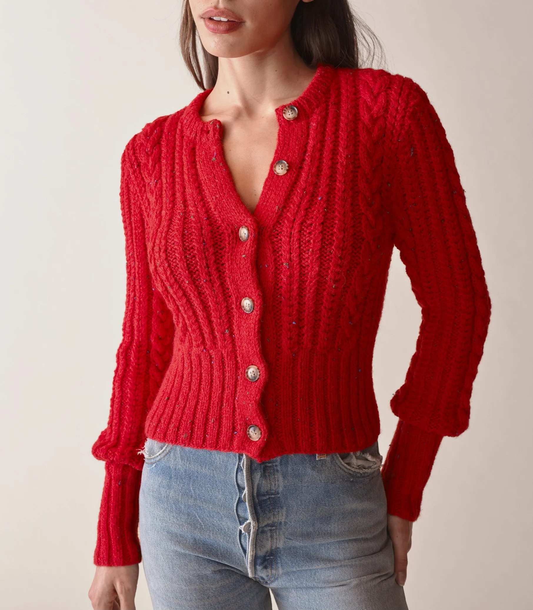 HMD -- AUDREY CARDIGAN -- RED SUMAC sold by Doen product image thumbnail 3