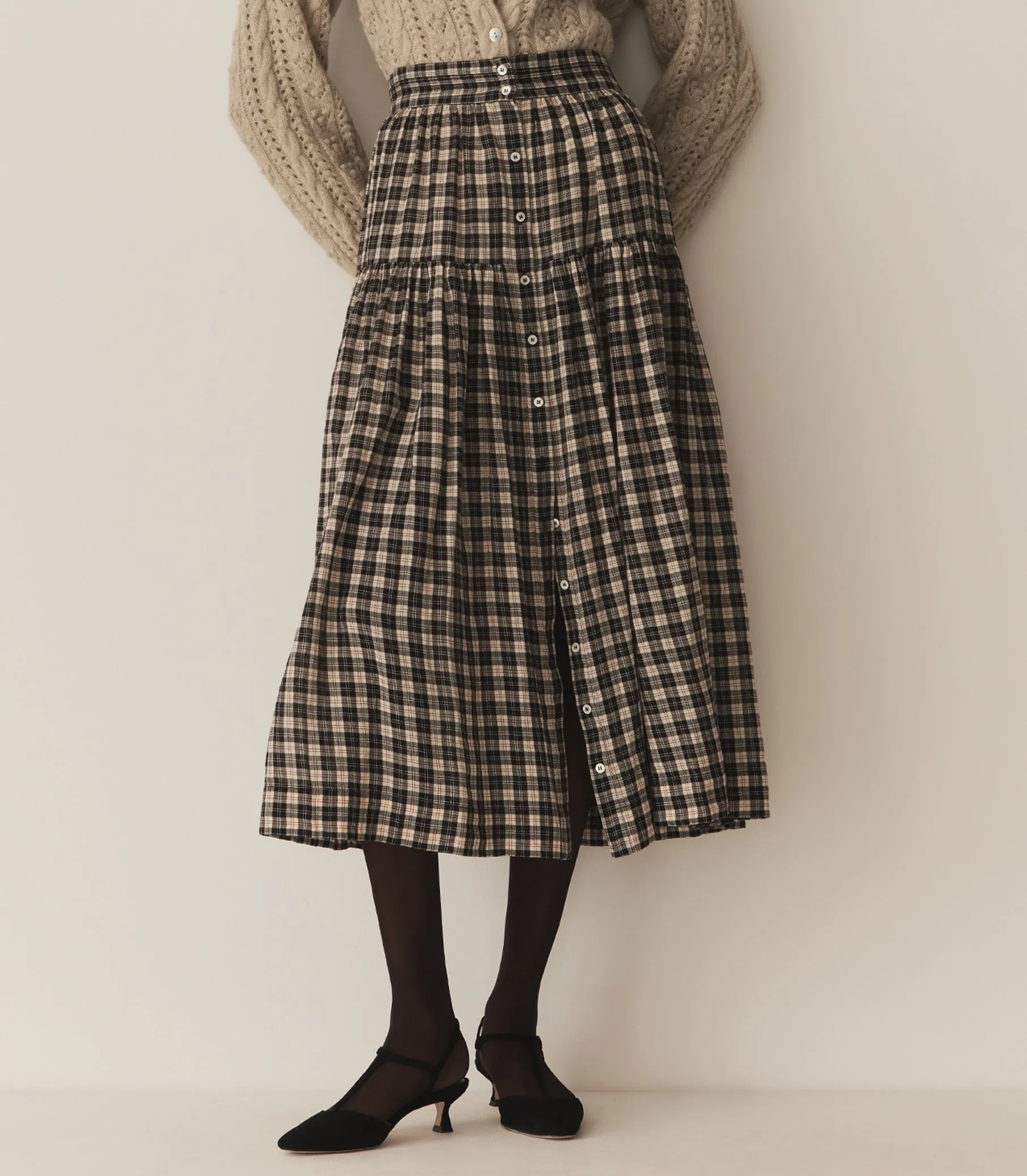 HMD -- FABIENNE SKIRT -- NAVY COUNTRYSIDE PLAID sold by Doen