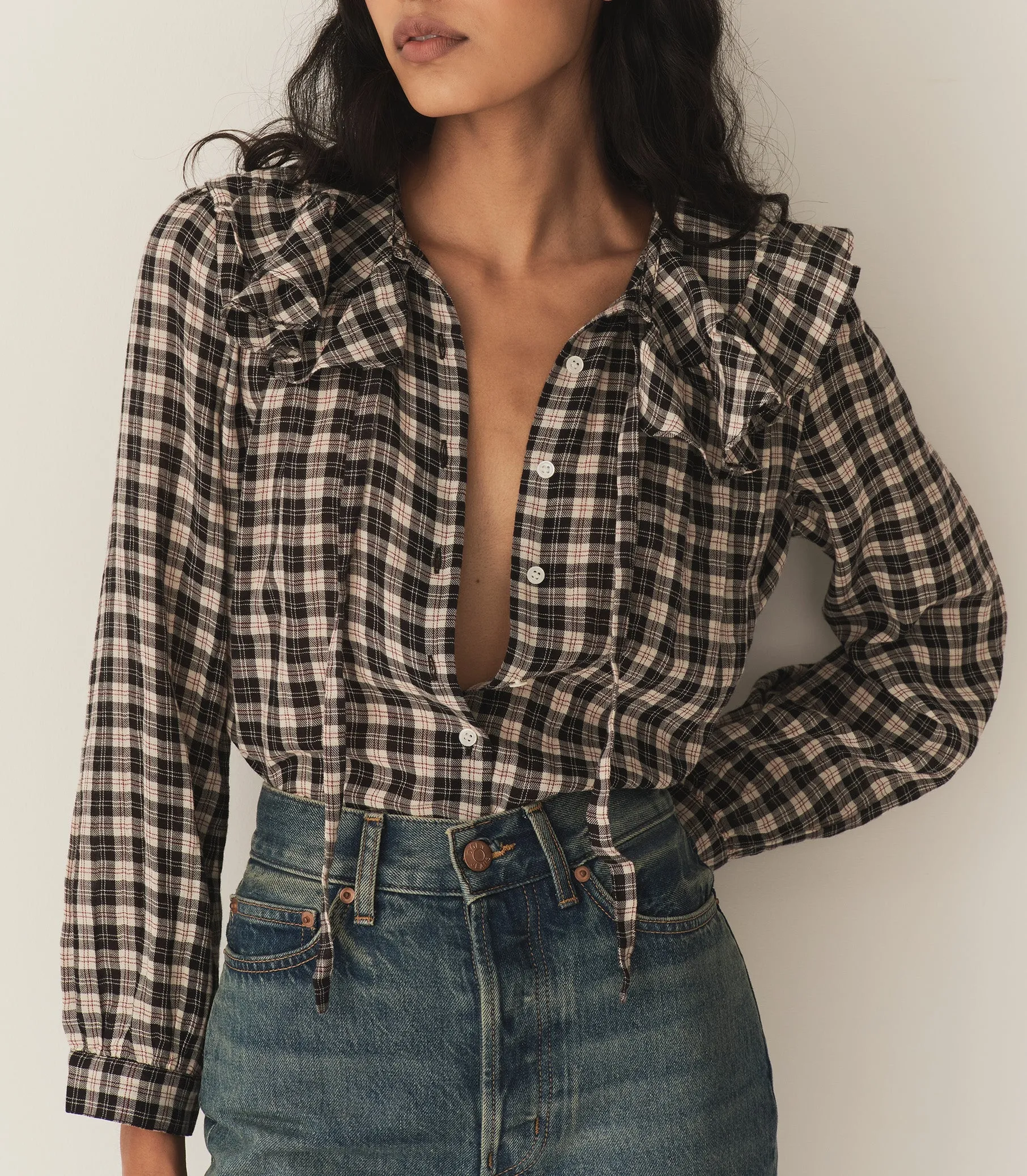 HMD -- JOELLE TOP -- NAVY COUNTRYSIDE PLAID sold by Doen