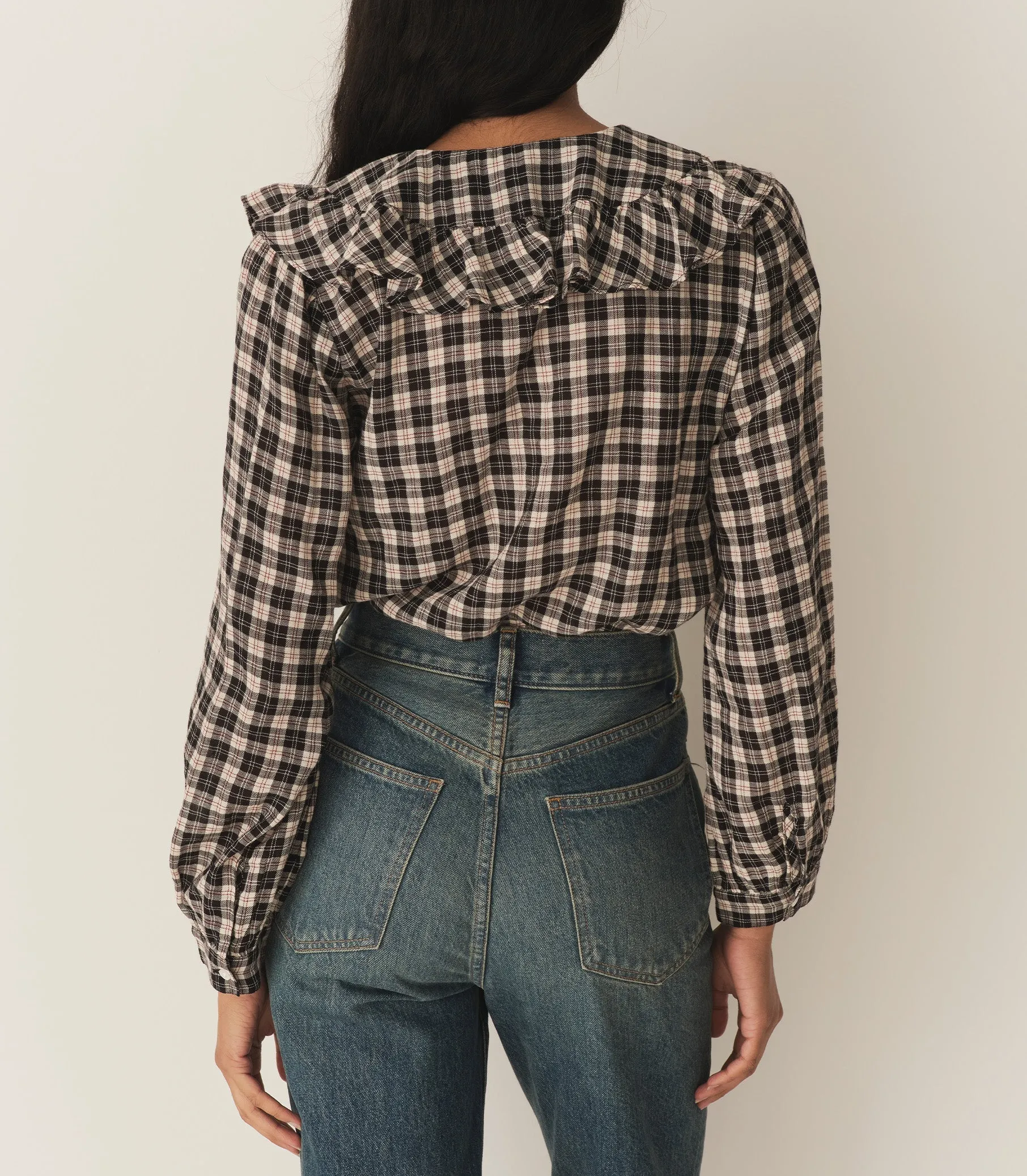 HMD -- JOELLE TOP -- NAVY COUNTRYSIDE PLAID sold by Doen product image thumbnail 2
