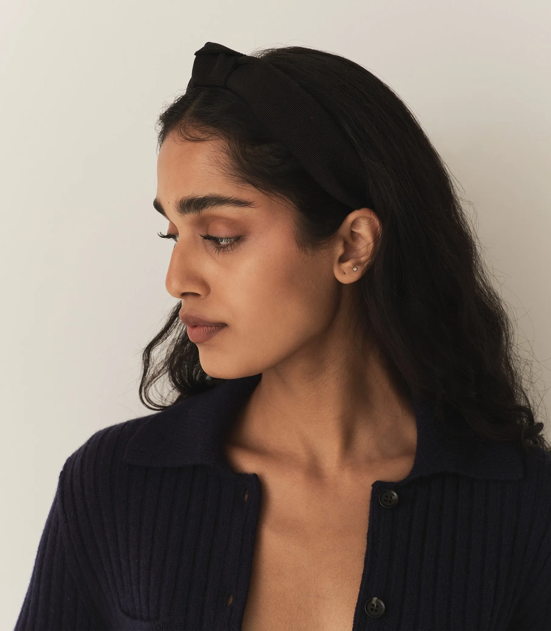 HMD -- BLANCHE KNOTTED HEADBAND -- BLACK GROSGRAIN sold by Doen