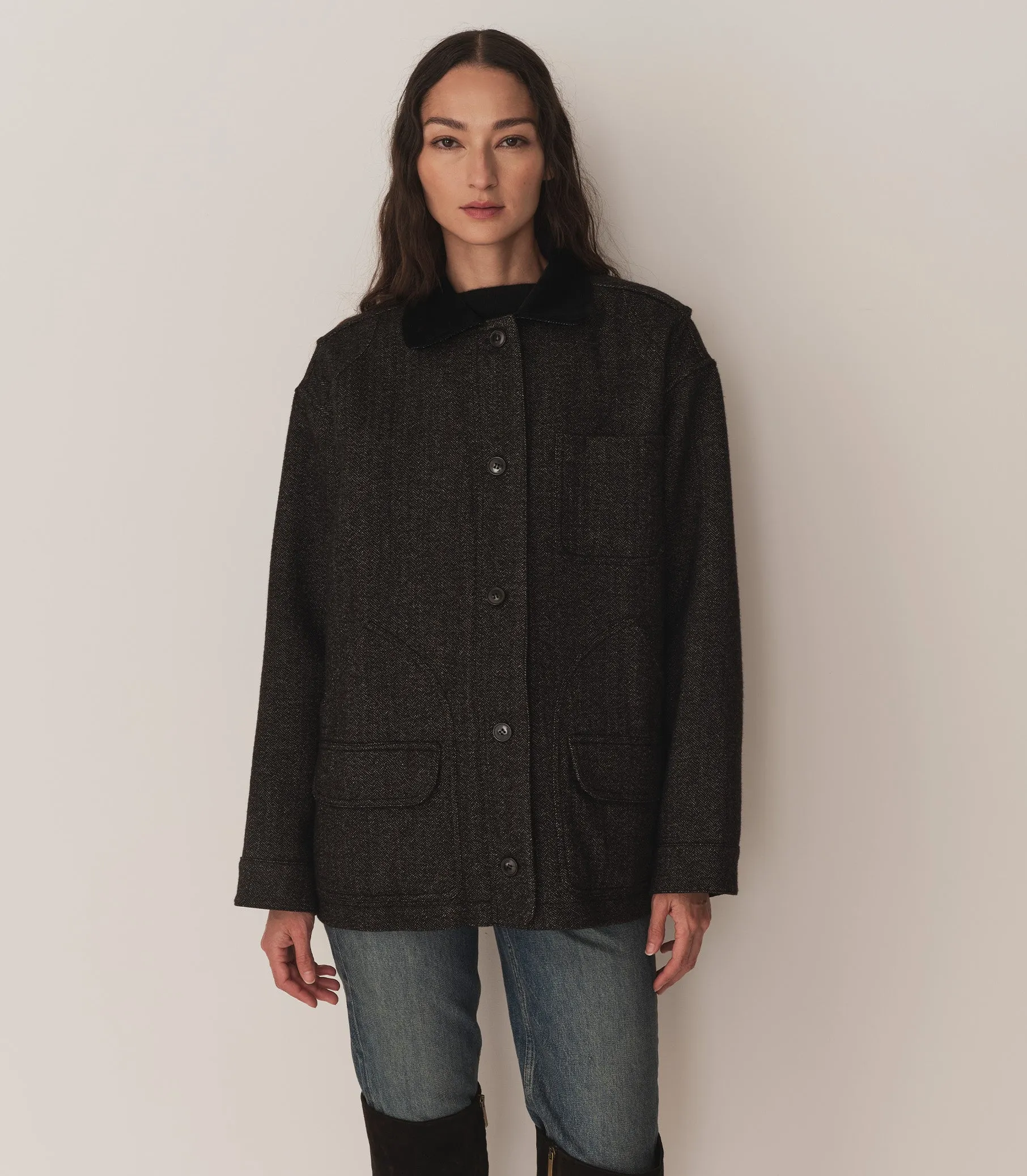HMD -- PASCUAL WOOL JACKET -- CHARCOAL HERRINGBONE sold by Doen product image thumbnail 2