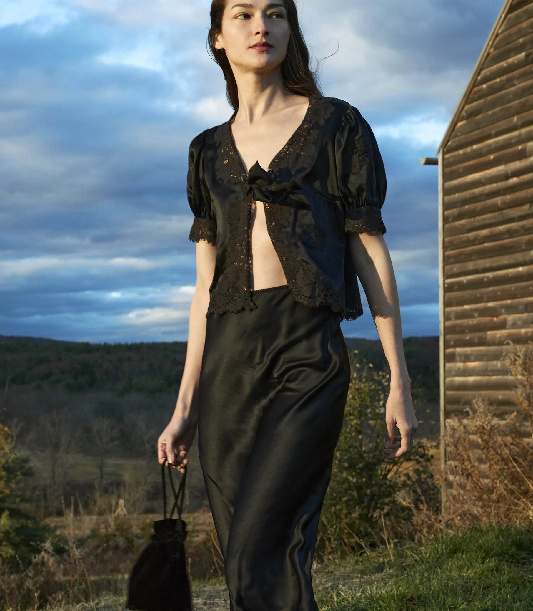 HMD -- IDELLA TOP -- BLACK SILK sold by Doen product image thumbnail 2