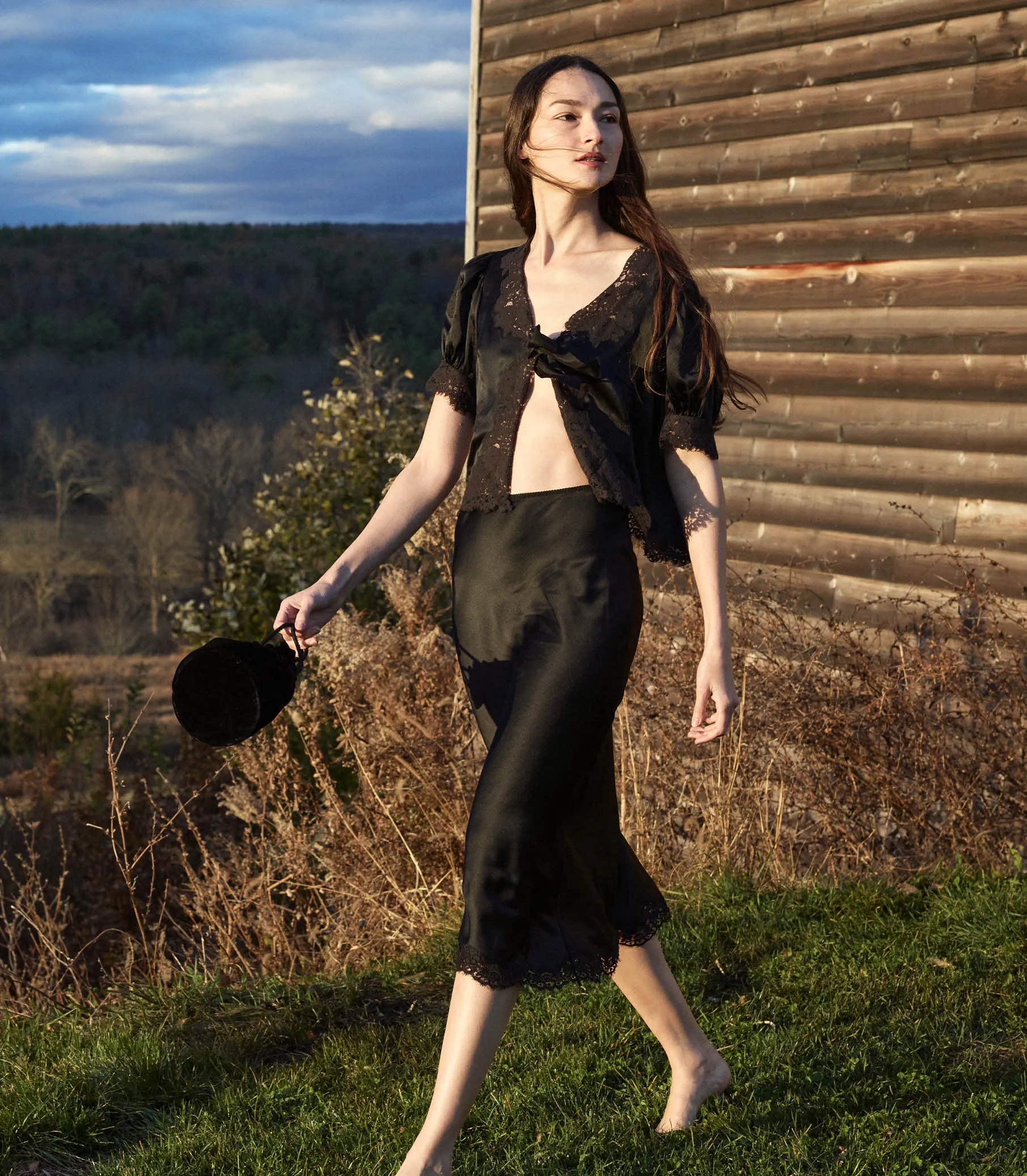 HMD -- IDELLA TOP -- BLACK SILK sold by Doen product image thumbnail 3