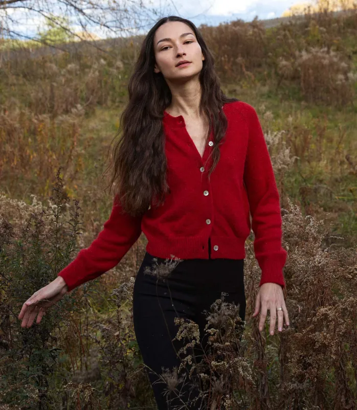 HMD -- PETRA CARDIGAN -- CERISE sold by Doen