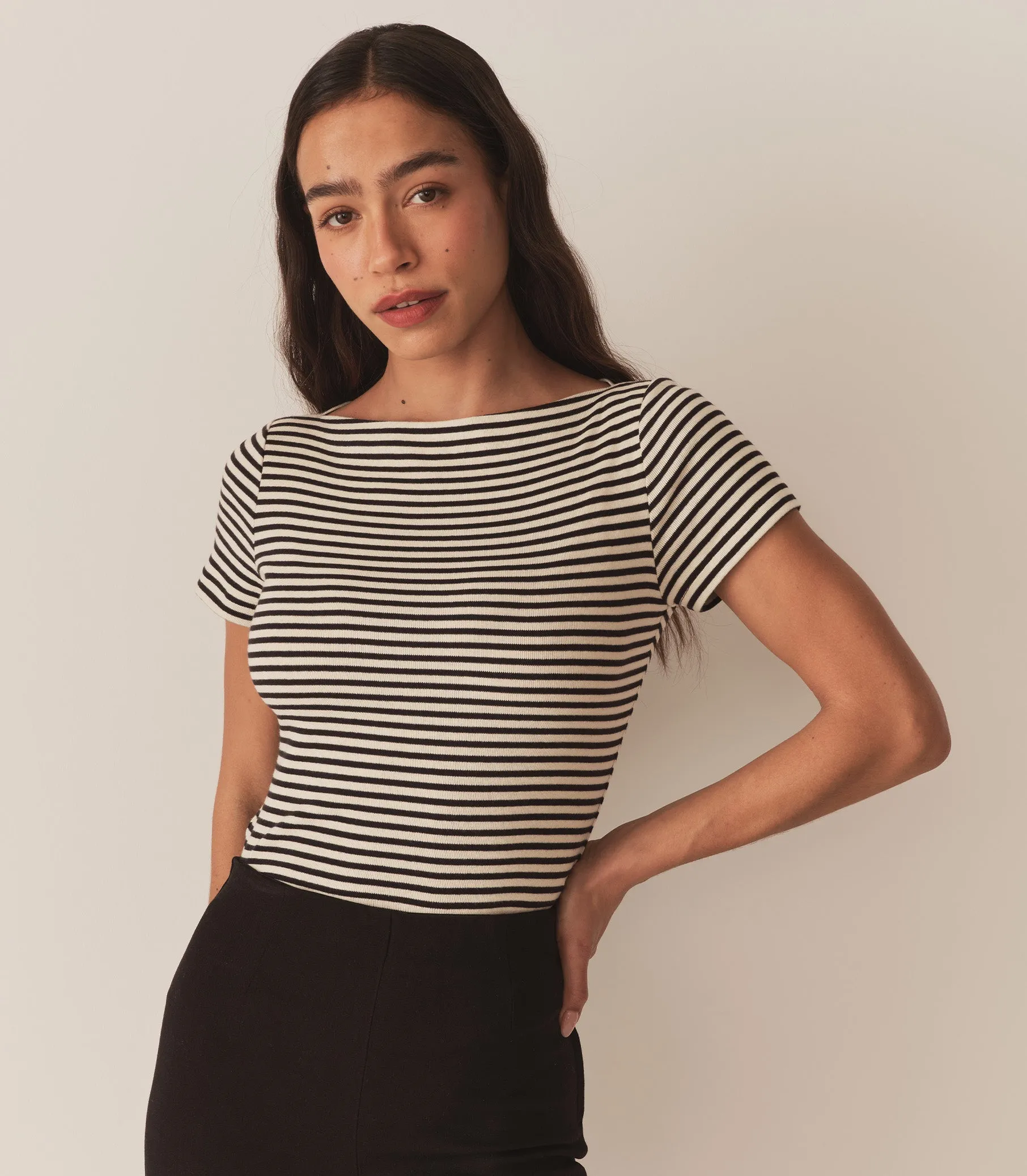 HMD -- PAULINE TEE -- BLACK VENETIA STRIPE sold by Doen product image thumbnail 3