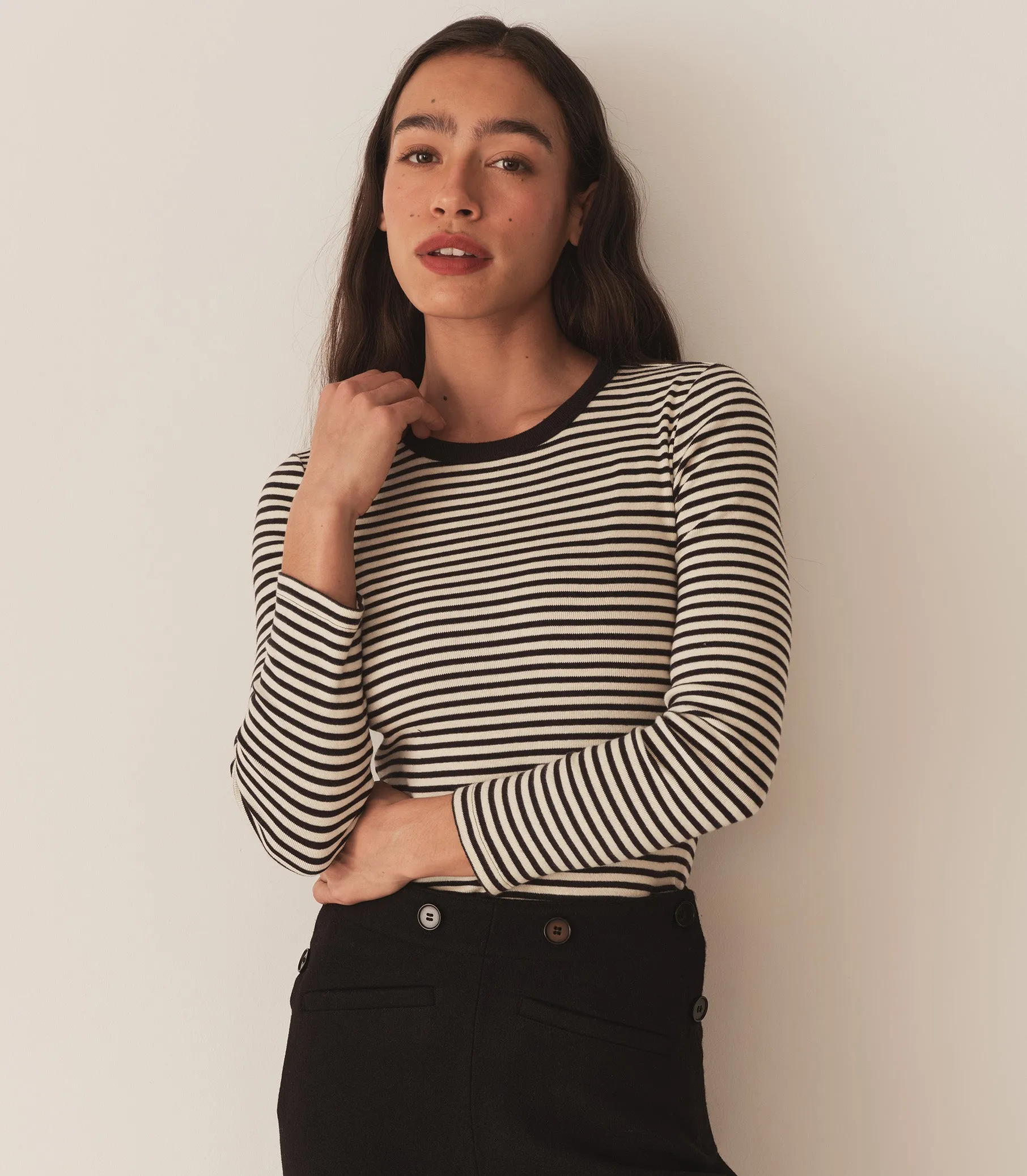 HMD -- ANNIE TEE -- BLACK VENETIA STRIPE sold by Doen