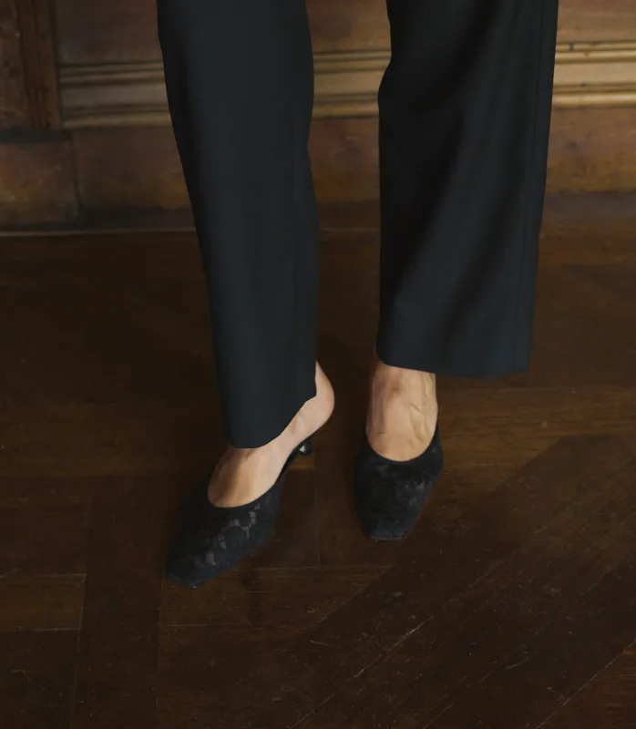 LUMA HEEL -- BLACK LACE sold by Doen