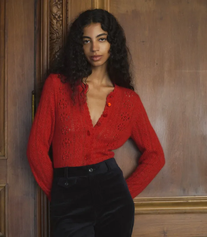 COSETTE CARDIGAN -- CERISE sold by Doen