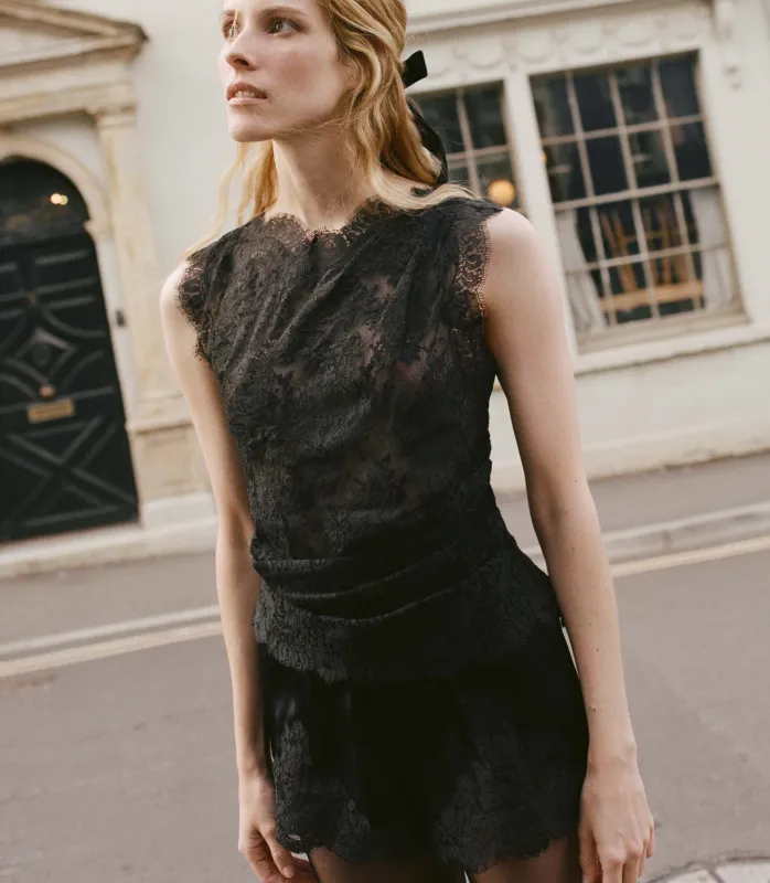 NAILAH TOP -- BLACK sold by Doen