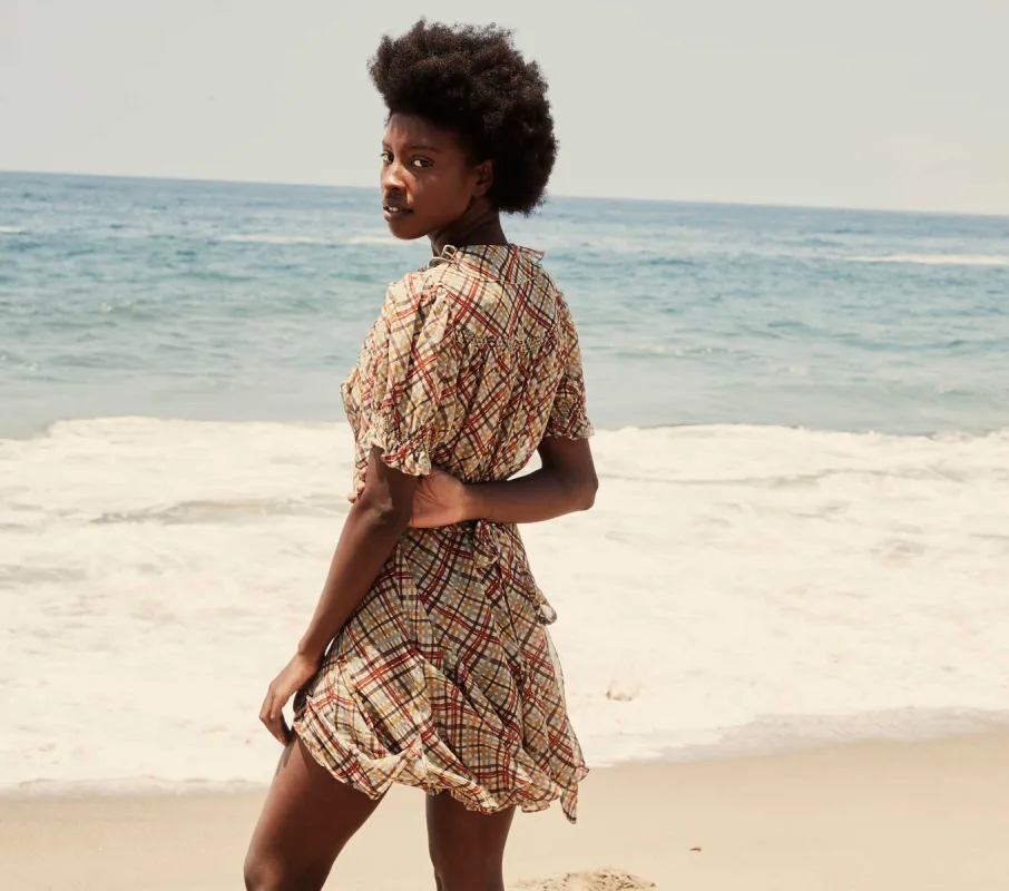 HMD -- MIRA DRESS -- TOMATO EMMELINE PLAID sold by Doen