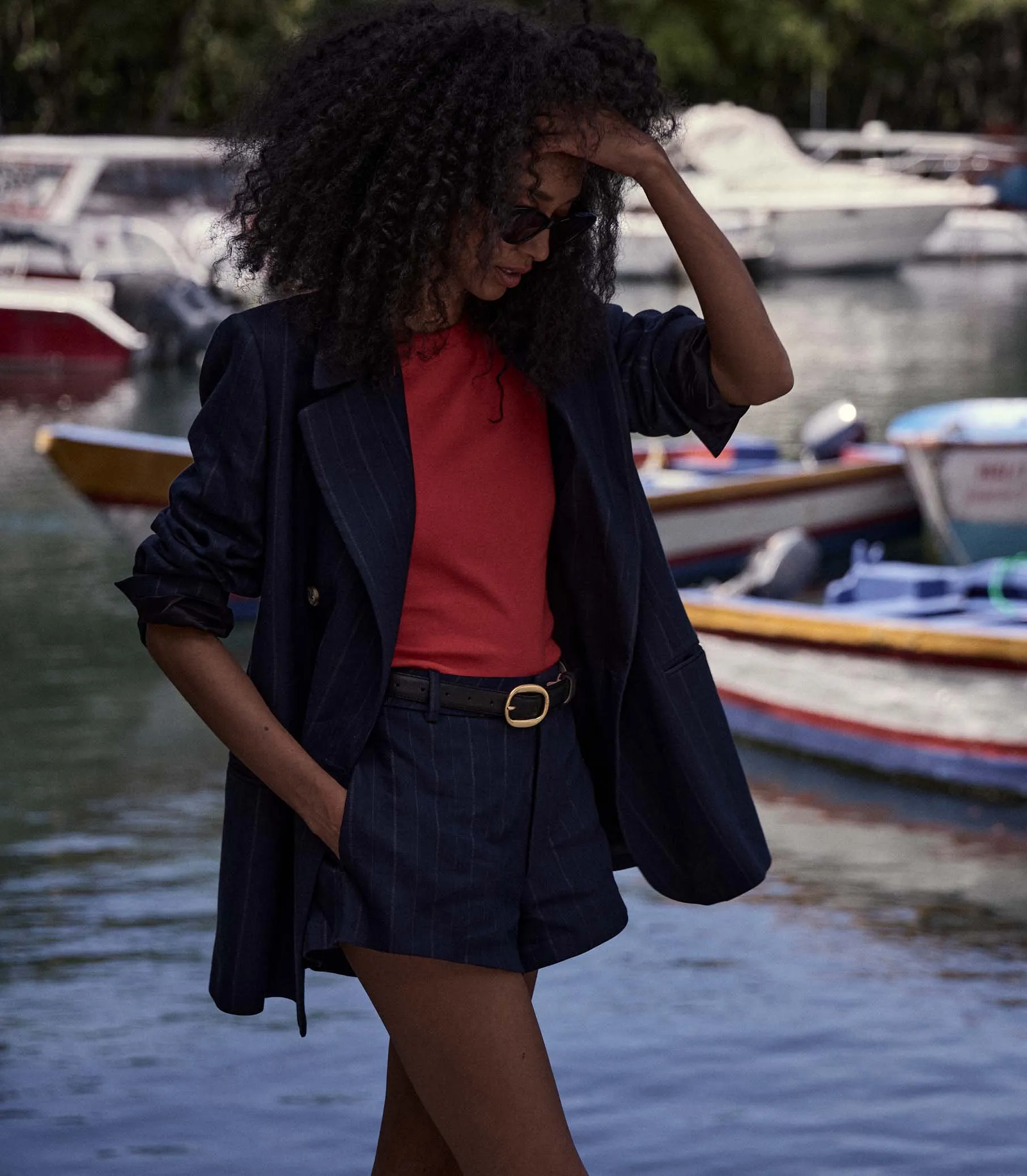 HMD -- DANTON BLAZER -- NAVY PINSTRIPE sold by Doen product image thumbnail 3