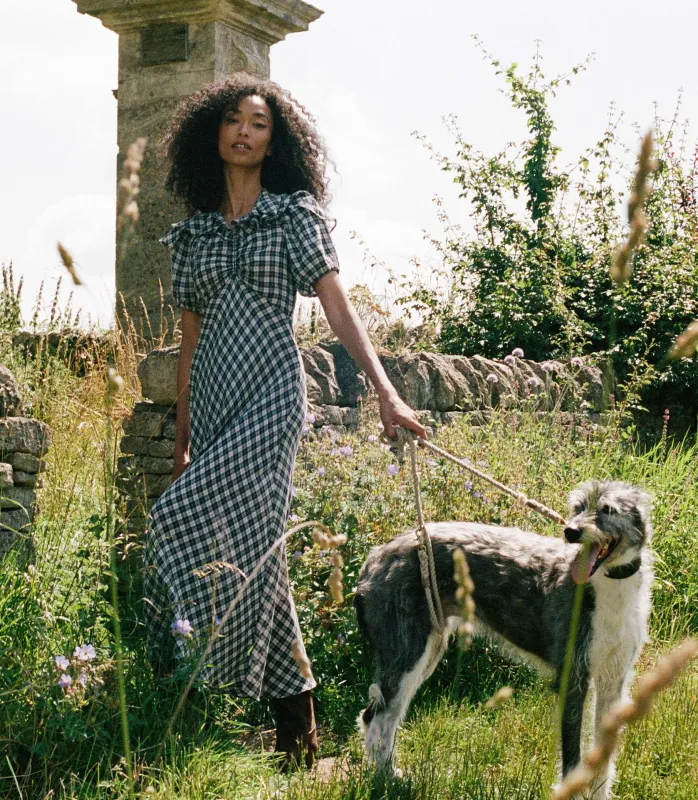 HMD -- GWYNEIRA DRESS -- NAVY COUNTRYSIDE PLAID made by Doen