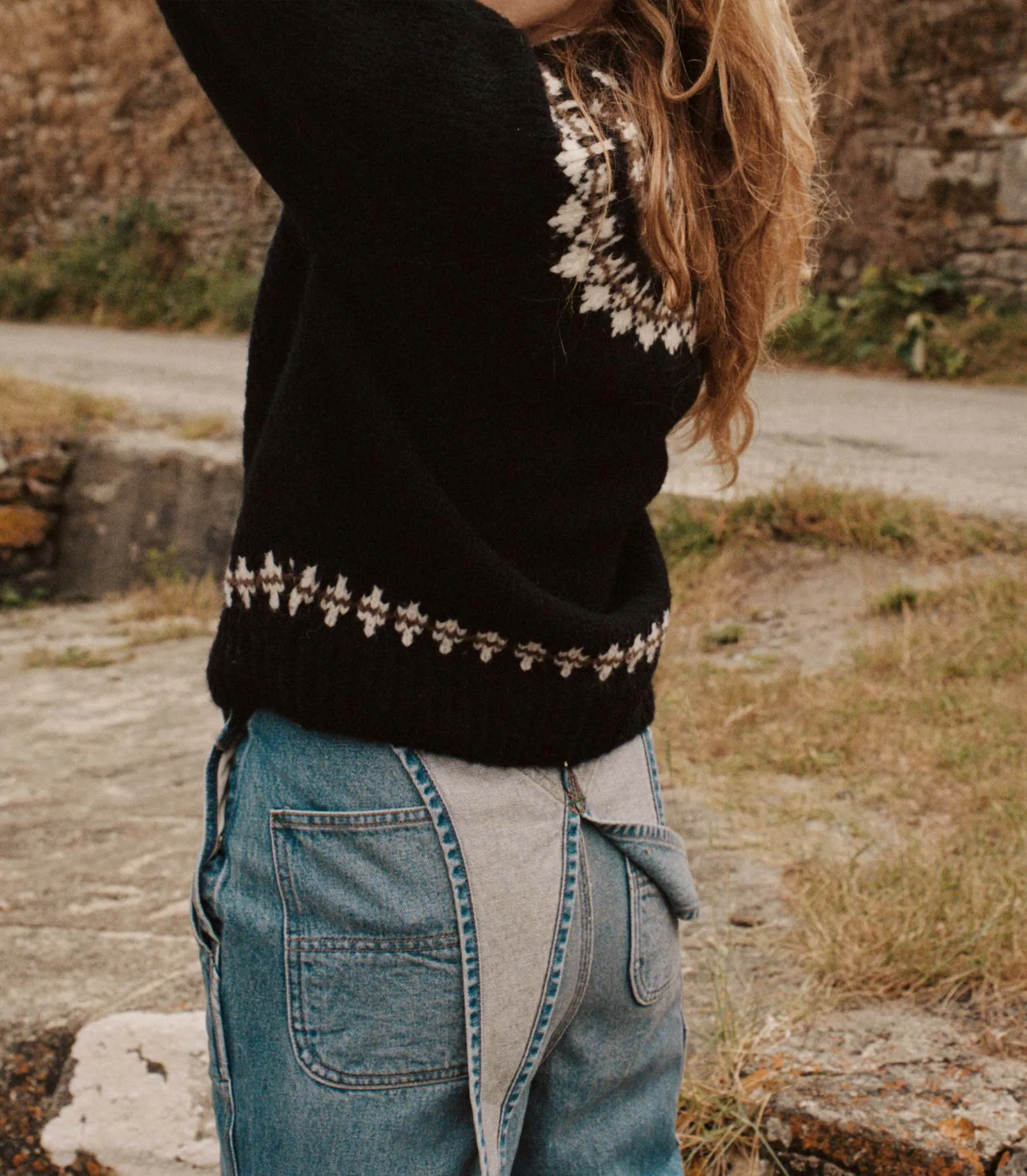 HMD -- CLARKE CARDIGAN -- OLYMPIA BLACK FAIRISLE sold by Doen product image thumbnail 4