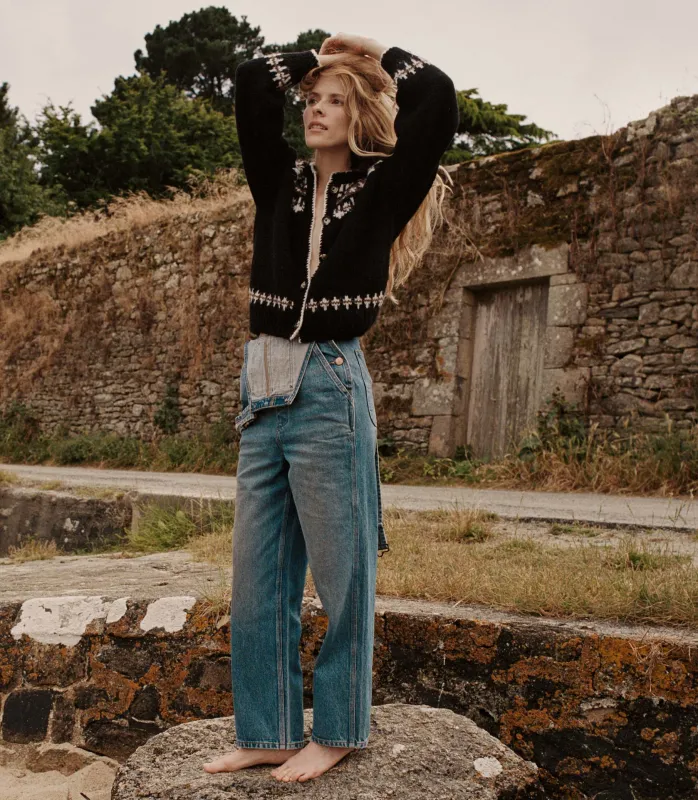 HMD -- CLARKE CARDIGAN -- OLYMPIA BLACK FAIRISLE sold by Doen