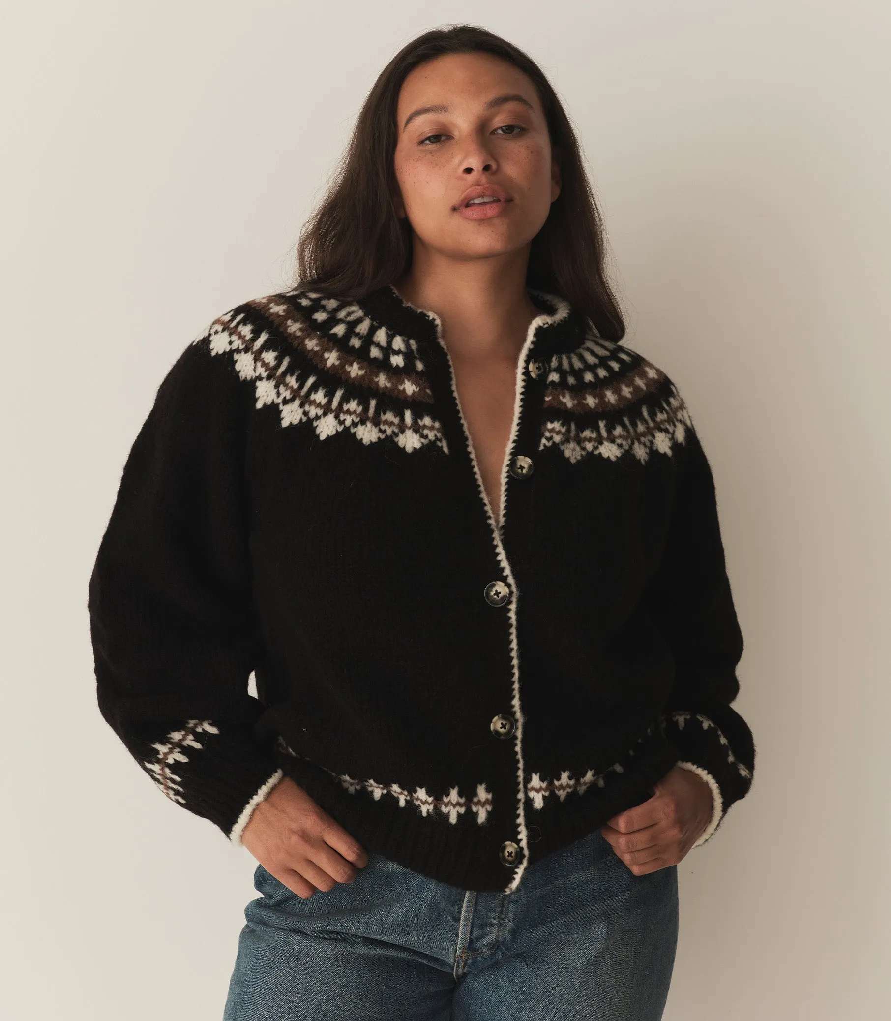 HMD -- CLARKE CARDIGAN -- OLYMPIA BLACK FAIRISLE sold by Doen product image thumbnail 5