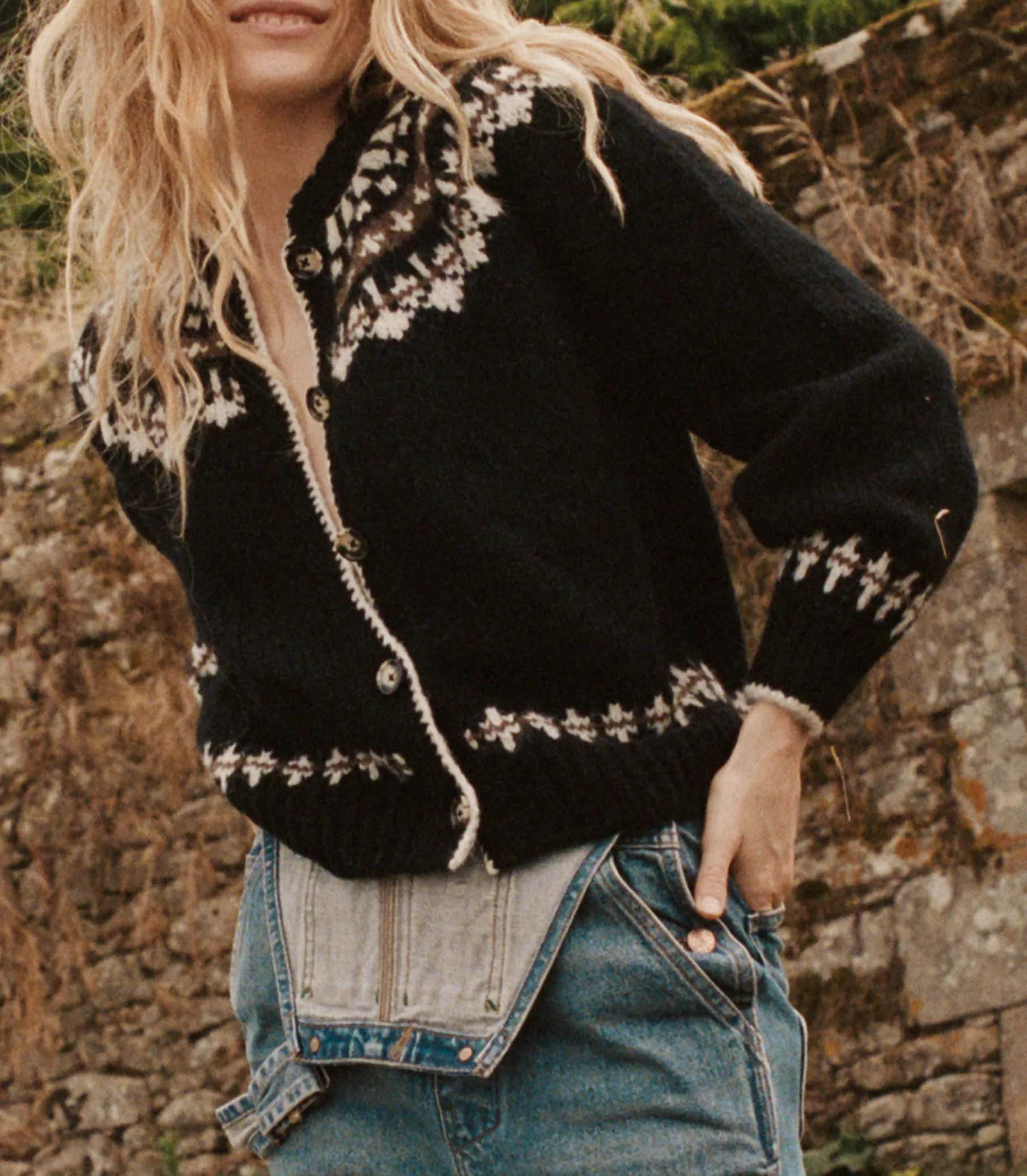HMD -- CLARKE CARDIGAN -- OLYMPIA BLACK FAIRISLE sold by Doen product image thumbnail 2