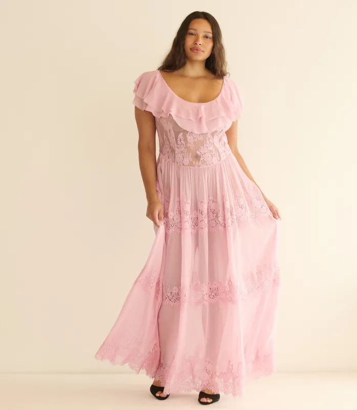 JOYELLE DRESS -- PINK HYDRANGEA sold by Doen