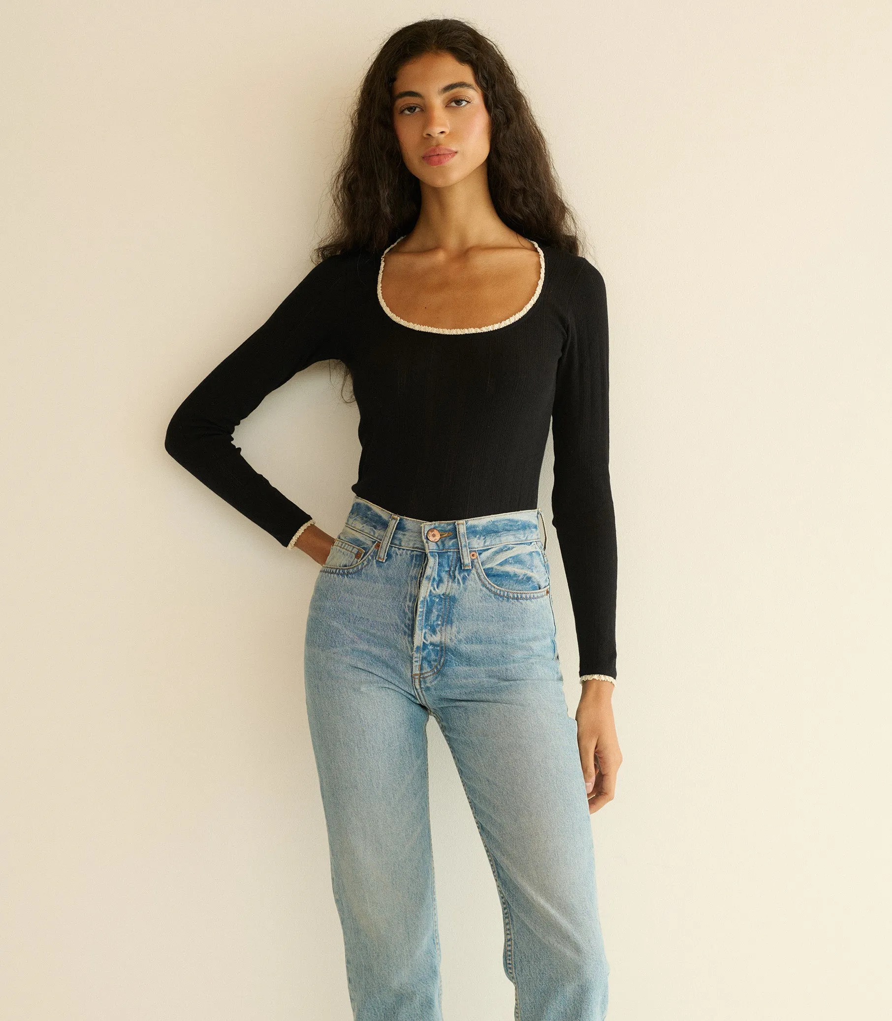 ROMY TEE -- BLACK sold by Doen