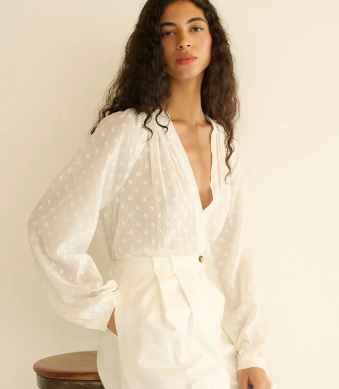 JULIENNE TOP -- SALT MARSEILLE EMBROIDERY sold by Doen