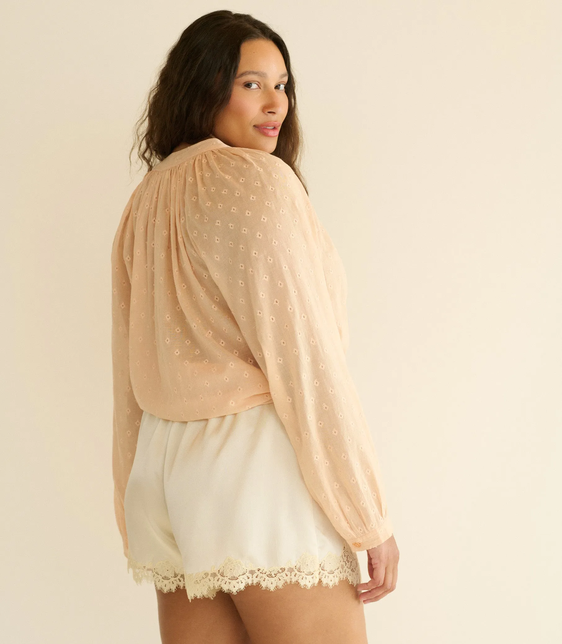 JULIENNE TOP -- PEACH SORBET MARSEILLE EMBROIDERY sold by Doen product image thumbnail 3