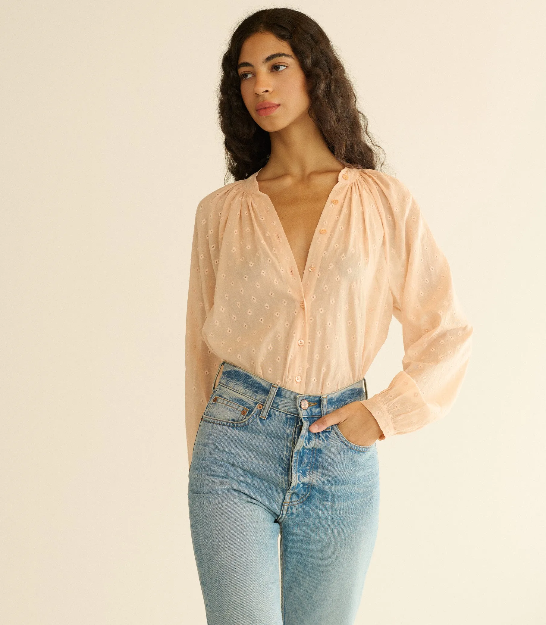 JULIENNE TOP -- PEACH SORBET MARSEILLE EMBROIDERY sold by Doen product image thumbnail 4