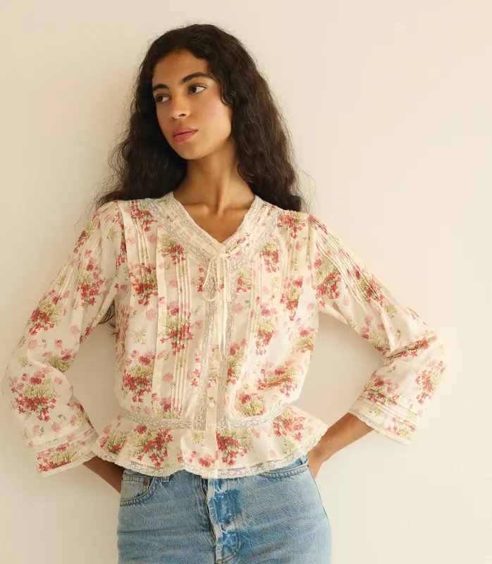 HILLOCK TOP -- IVORY LANTANA FLORAL made by Doen