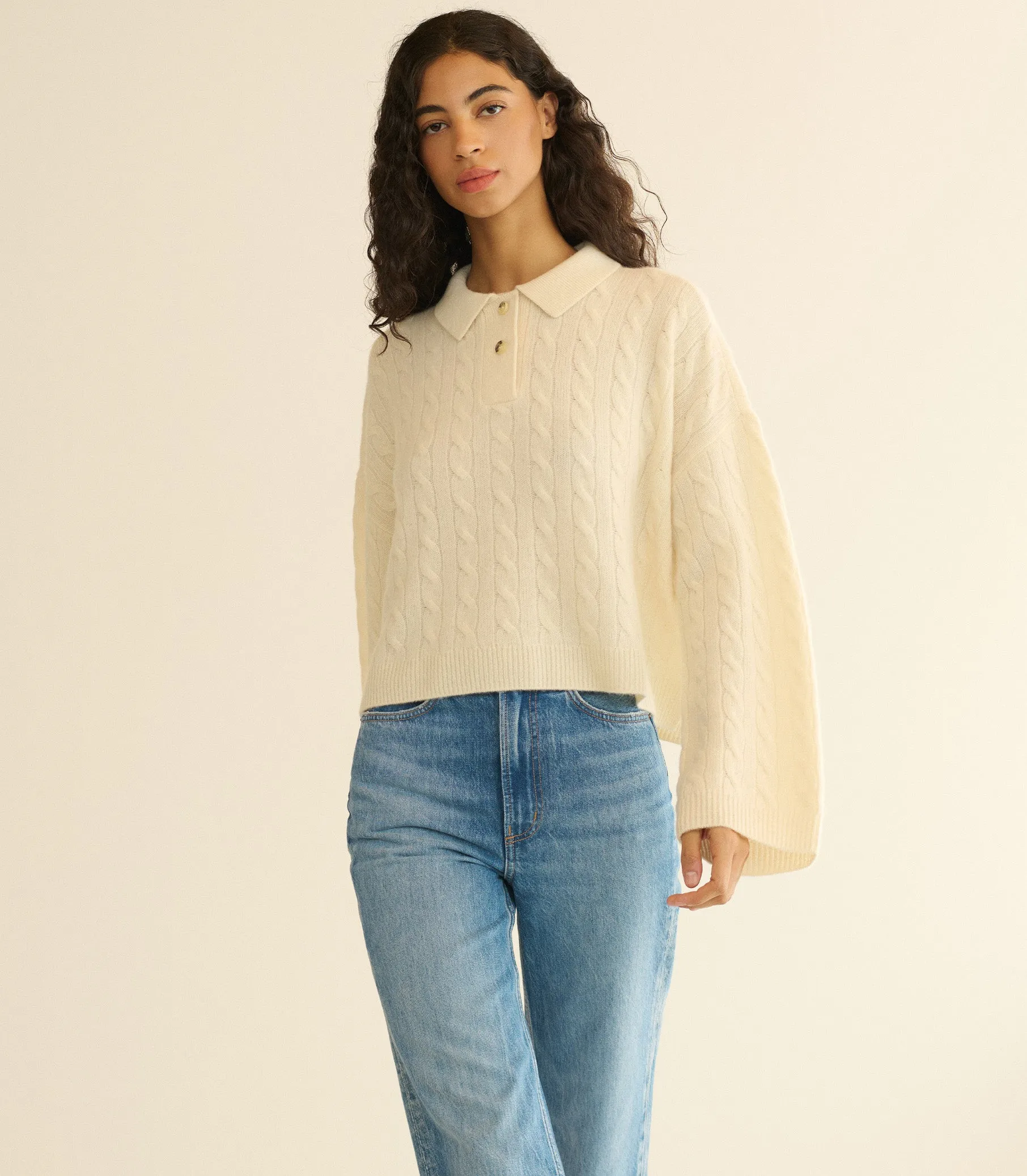 CAMBRIDGE CASHMERE SWEATER -- MAGNOLIA sold by Doen