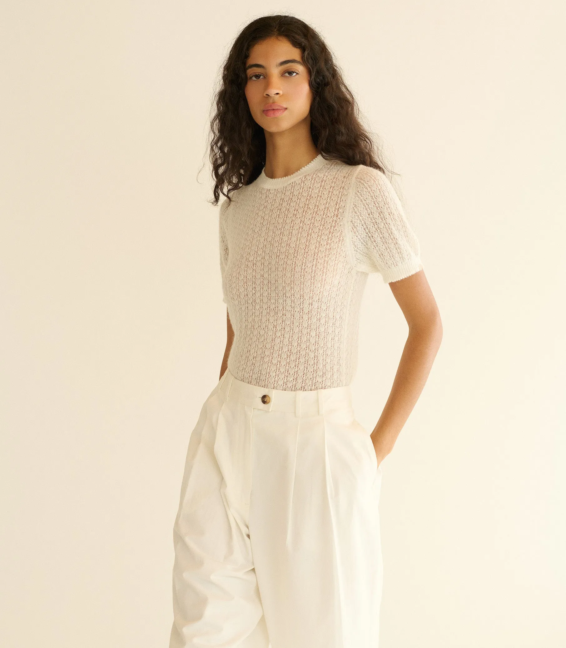 MONICA SWEATER -- IVORY sold by Doen