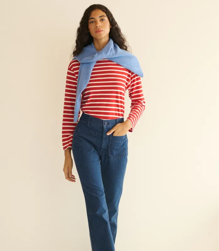 IRENE TEE -- ROUGE BRETON STRIPE sold by Doen
