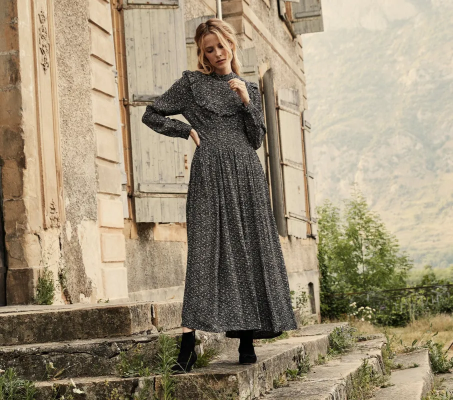 HMD -- HAWTHORNE DRESS -- INK MAPLE GARDEN made by Doen