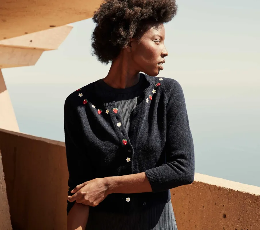 HMD -- NICOLA CARDIGAN SWEATER -- NAVY sold by Doen