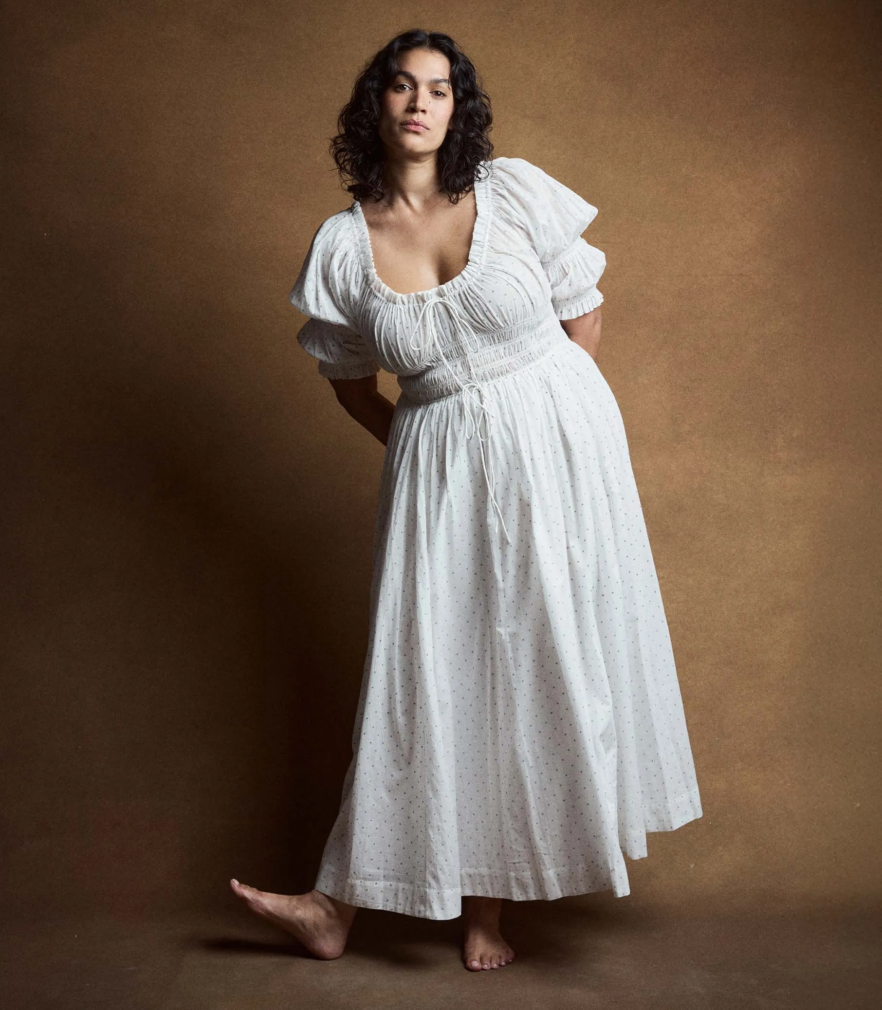 ISCHIA DRESS -- SALT FLOCK DOT sold by Doen