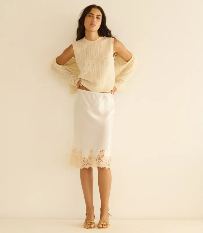 ELOWETTE SKIRT -- SALT AND PEACH LACE made by Doen