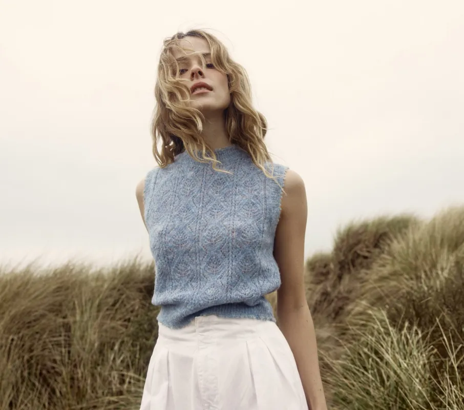 HMD -- ADRIANA VEST -- AZURE sold by Doen