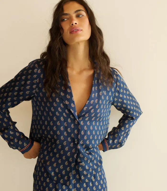 ELENE TOP -- BLEU TAORMINA PAISLEY sold by Doen