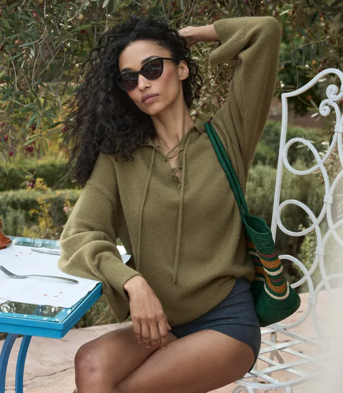 BURKE CASHMERE SWEATER -- MOSSY OLIVE BROWN made by Doen
