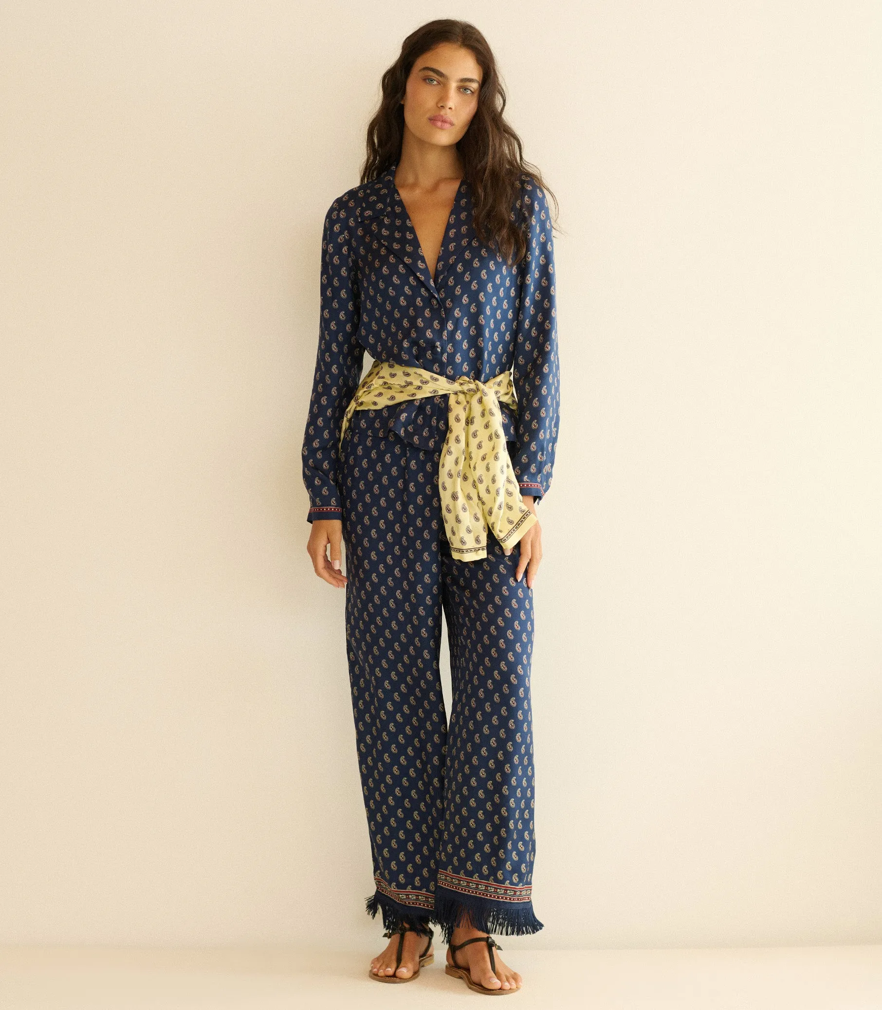 LAVON FRINGE PANT -- BLEU TAORMINA PAISLEY sold by Doen product image thumbnail 4