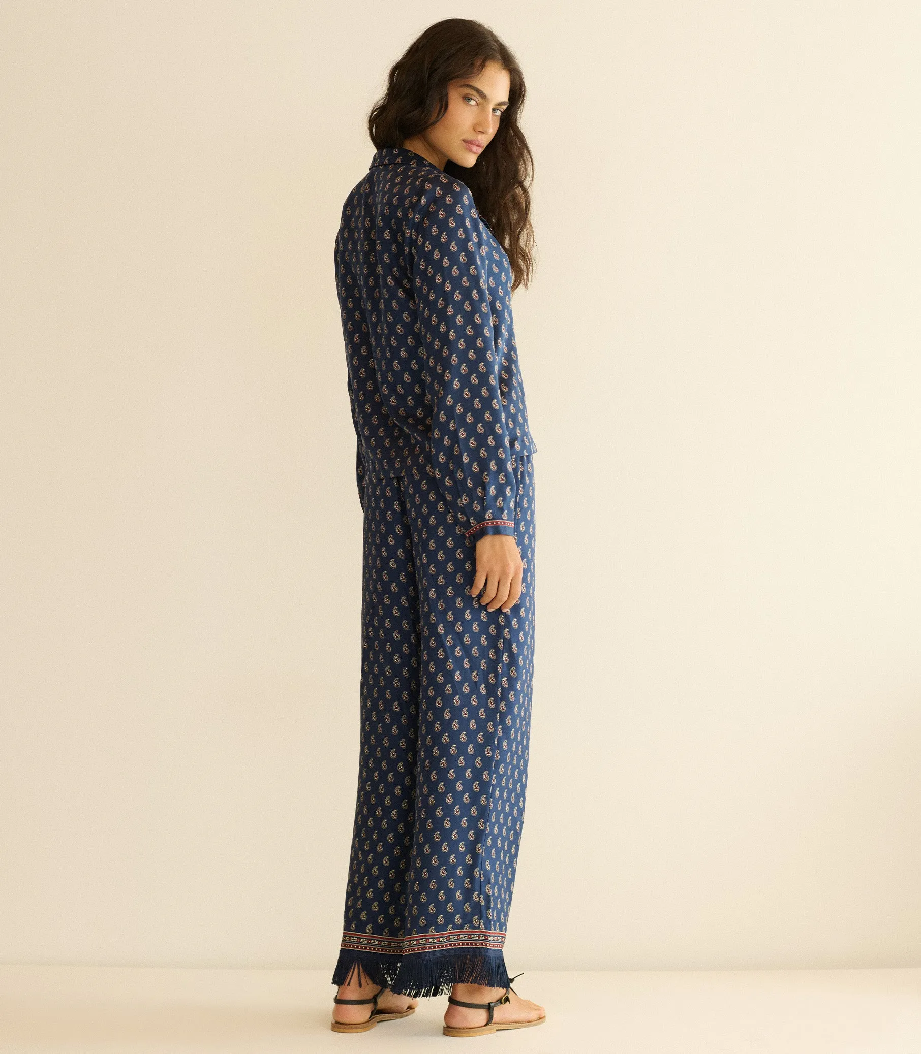 LAVON FRINGE PANT -- BLEU TAORMINA PAISLEY sold by Doen product image thumbnail 5