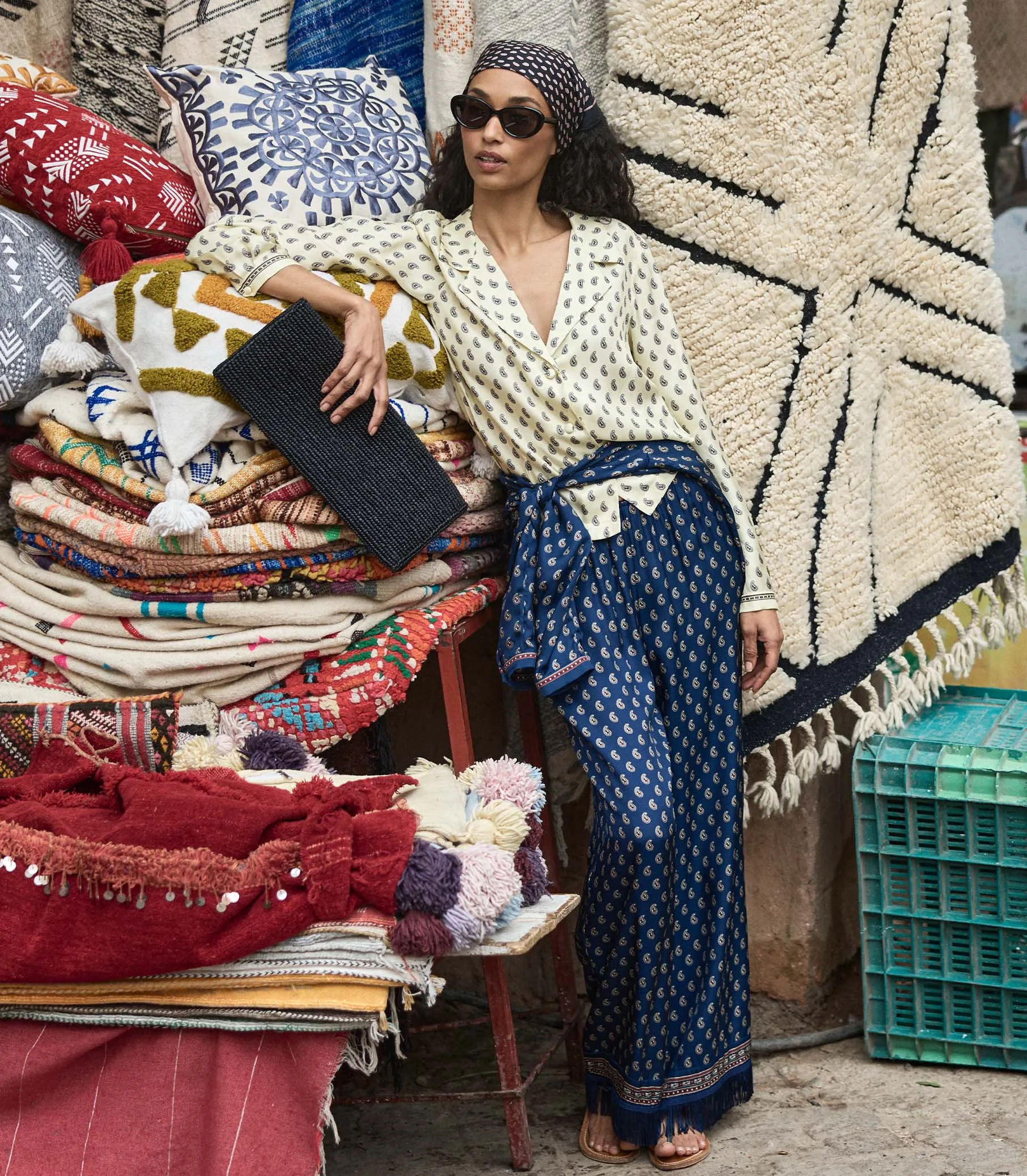 LAVON FRINGE PANT -- BLEU TAORMINA PAISLEY sold by Doen