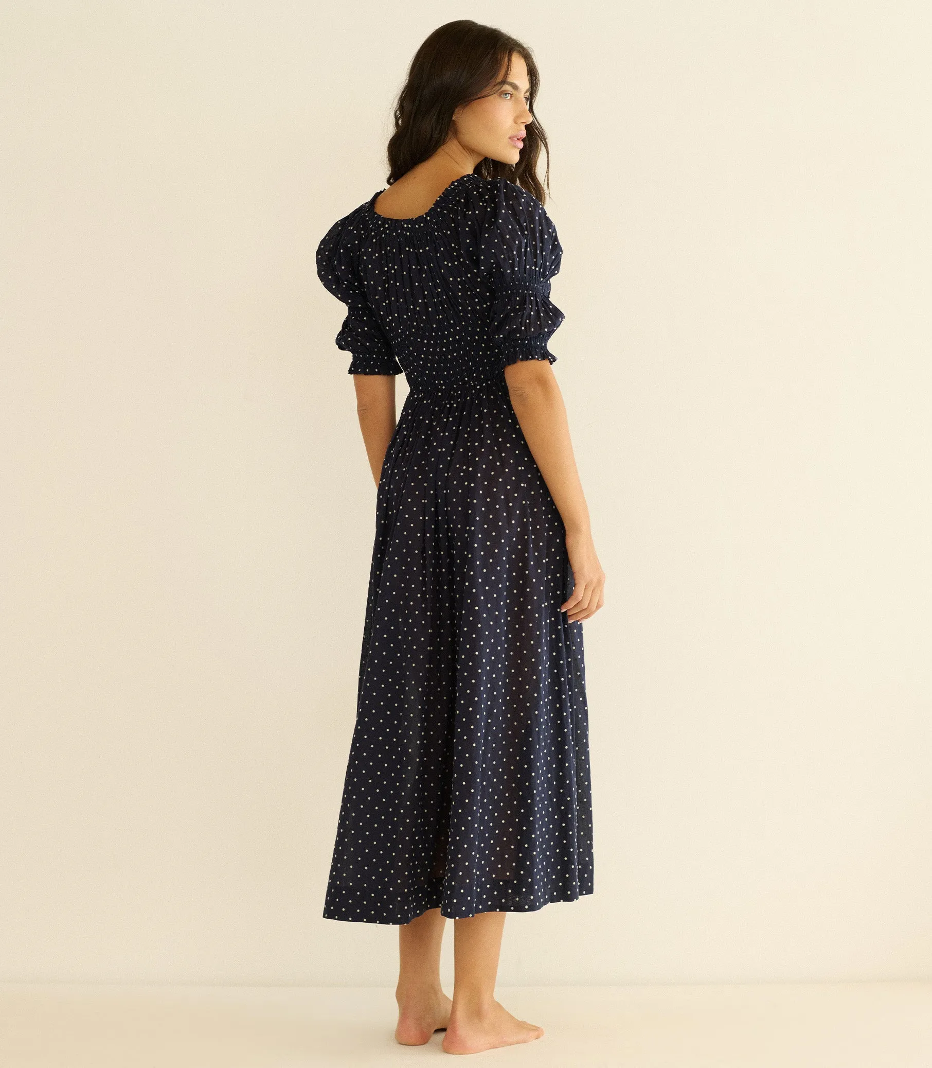 ISCHIA DRESS -- NAVY FLOCK DOT sold by Doen product image thumbnail 5