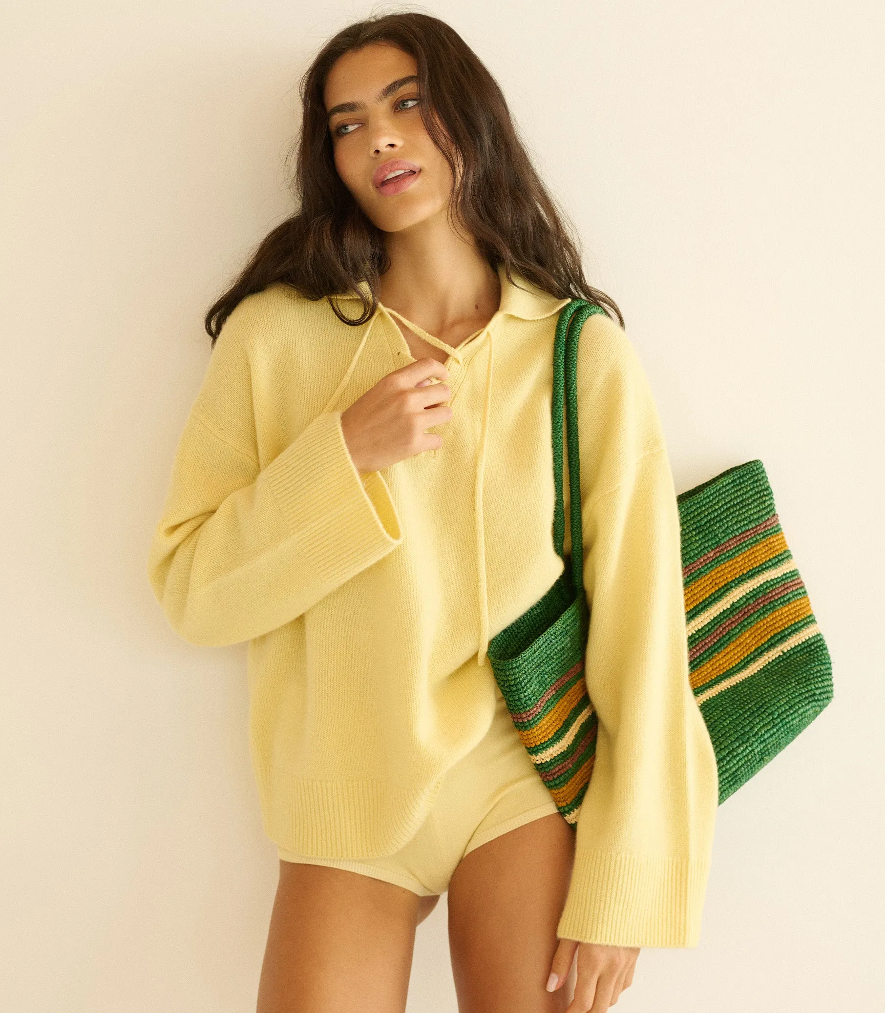 HARBOUR TOTE -- GREEN STRIPED RAFFIA sold by Doen product image thumbnail 3