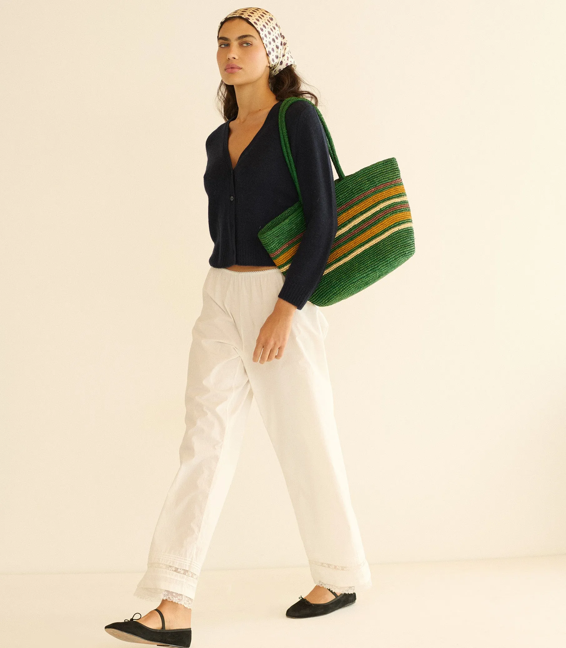 HARBOUR TOTE -- GREEN STRIPED RAFFIA sold by Doen product image thumbnail 4