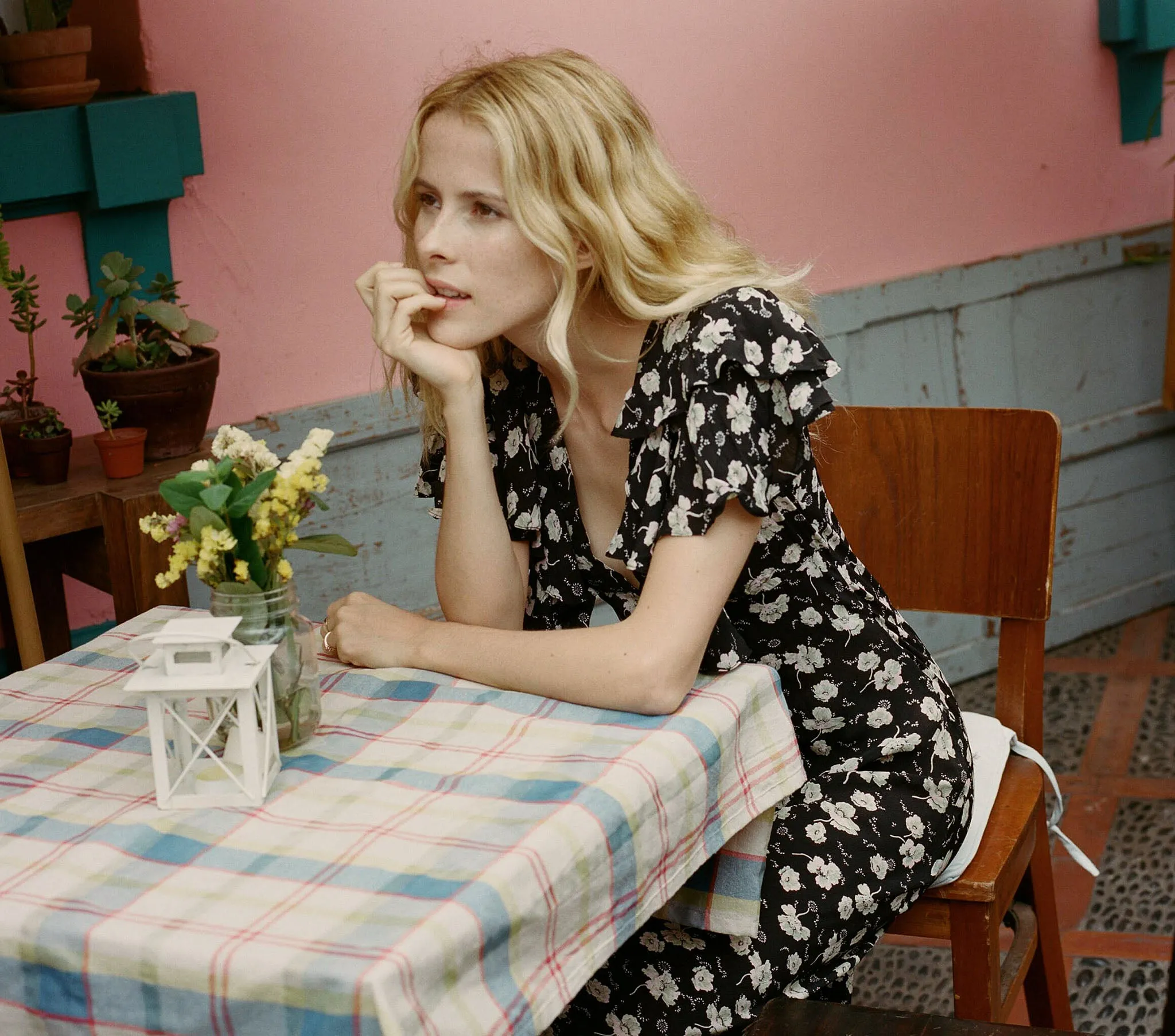 HMD -- IRIS DRESS -- BLACK ANEMONE FLORAL sold by Doen