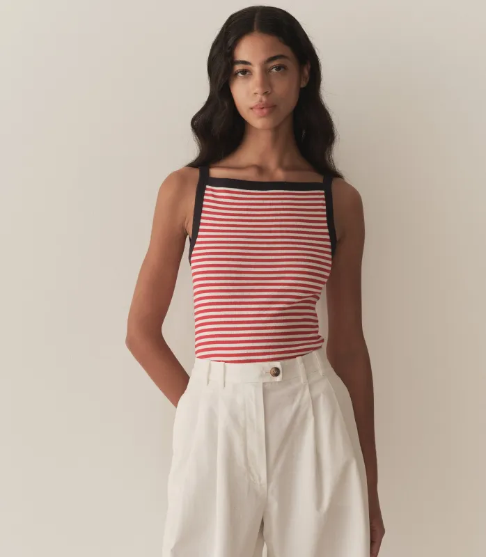 HMD -- ANDREA TANK -- ROUGE NANTUCKET STRIPE made by Doen