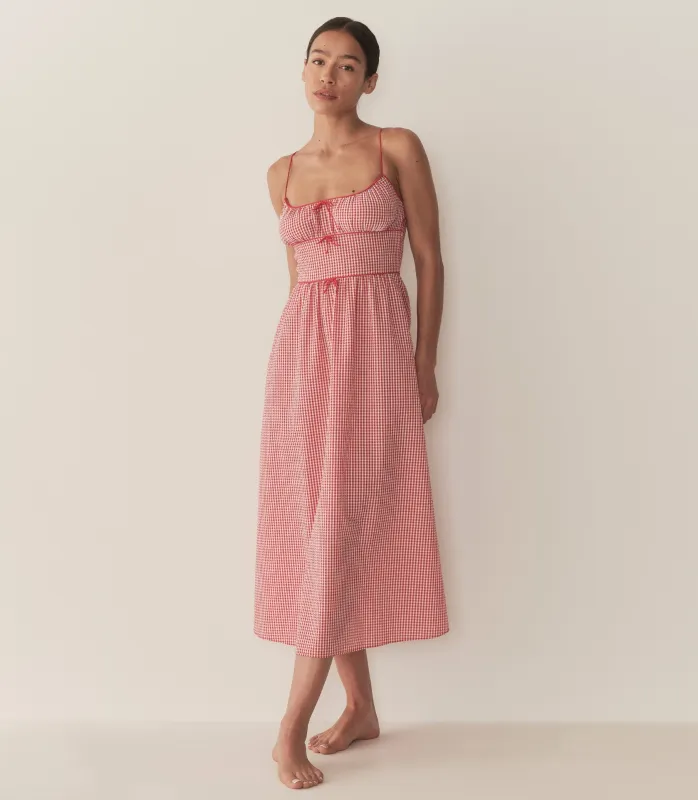 HMD -- BELLINE DRESS -- ROUGE LA MADDALENA GINGHAM made by Doen