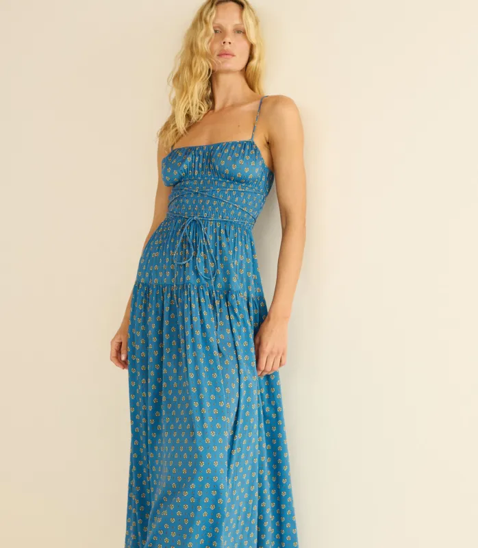 SAFIA DRESS -- SANTORINI BLUE CADIZ FOULARD made by Doen