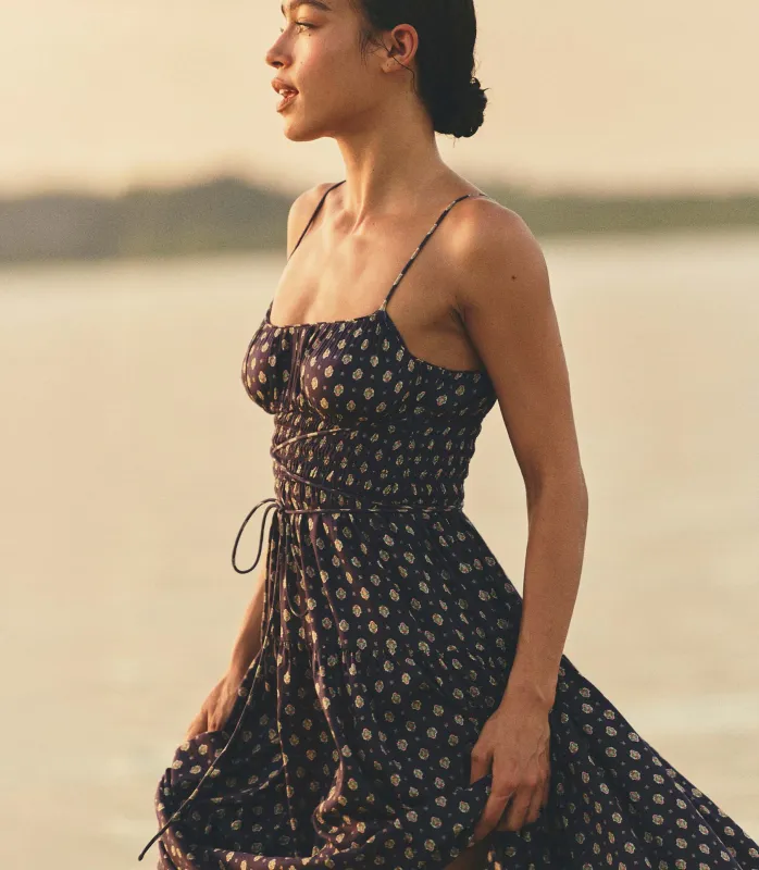 SAFIA DRESS -- NAVY CADIZ FOULARD made by Doen
