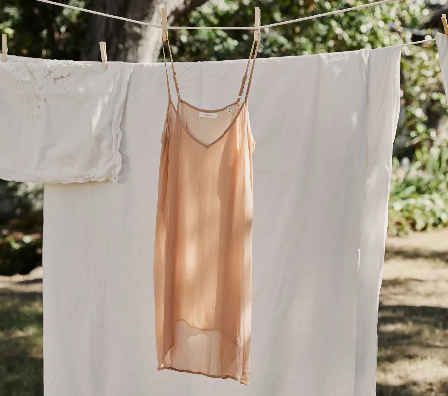 SHORT DEEP V-NECK SLIP -- SAND DOLLAR made by Doen