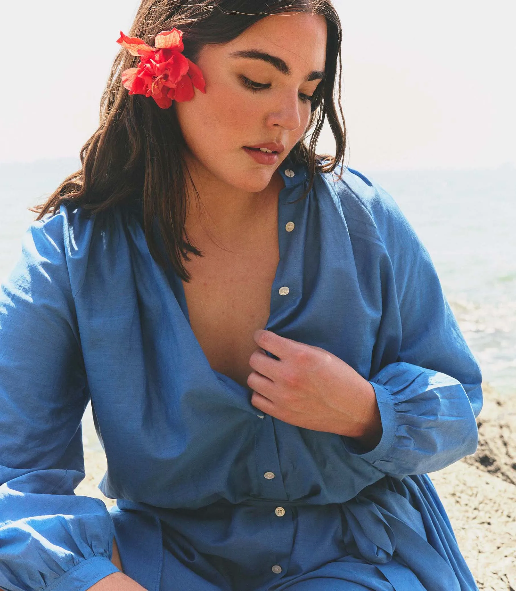JULIET TUNIC DRESS -- SANTORINI BLUE sold by Doen product image thumbnail 3